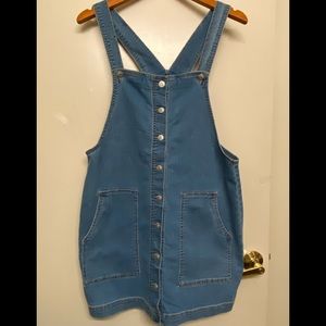 Blue spice girls button down denim overall dress